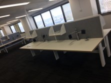Ecotech Trilogy Workstations. Fixed Height. 500 High Staxis Desk Mounted Screens